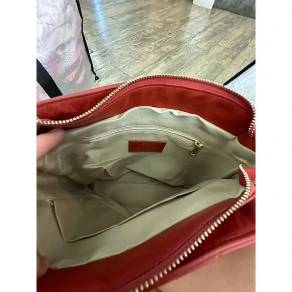 Monica Bini made in Italy Leather quilted Gold Chain Strap Shoulder Bag - Picture 6 of 8